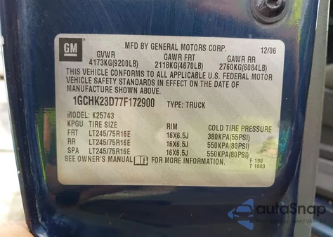 2007 Chevrolet Silverado 2500Hd Classic Lt2 z USA, uszkodzony, nr VIN 1GCHK23D77F172900